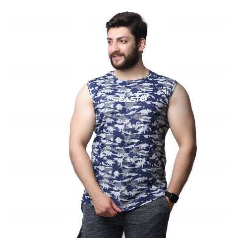 Athletic Tank Top - Camo Blue