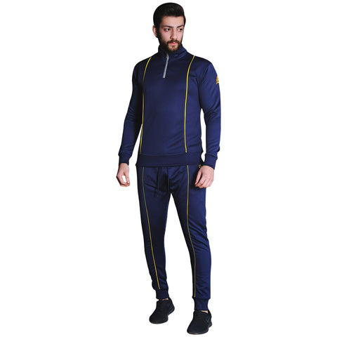 Golden Piping Half Zipper Navy Tracksuit