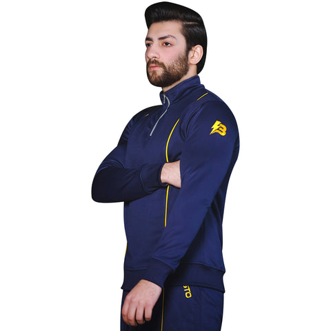 Golden Piping Half Zipper Navy Tracksuit